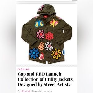Rare GAP street artist inspired utility jacket 25% proceeds for AIDS relief